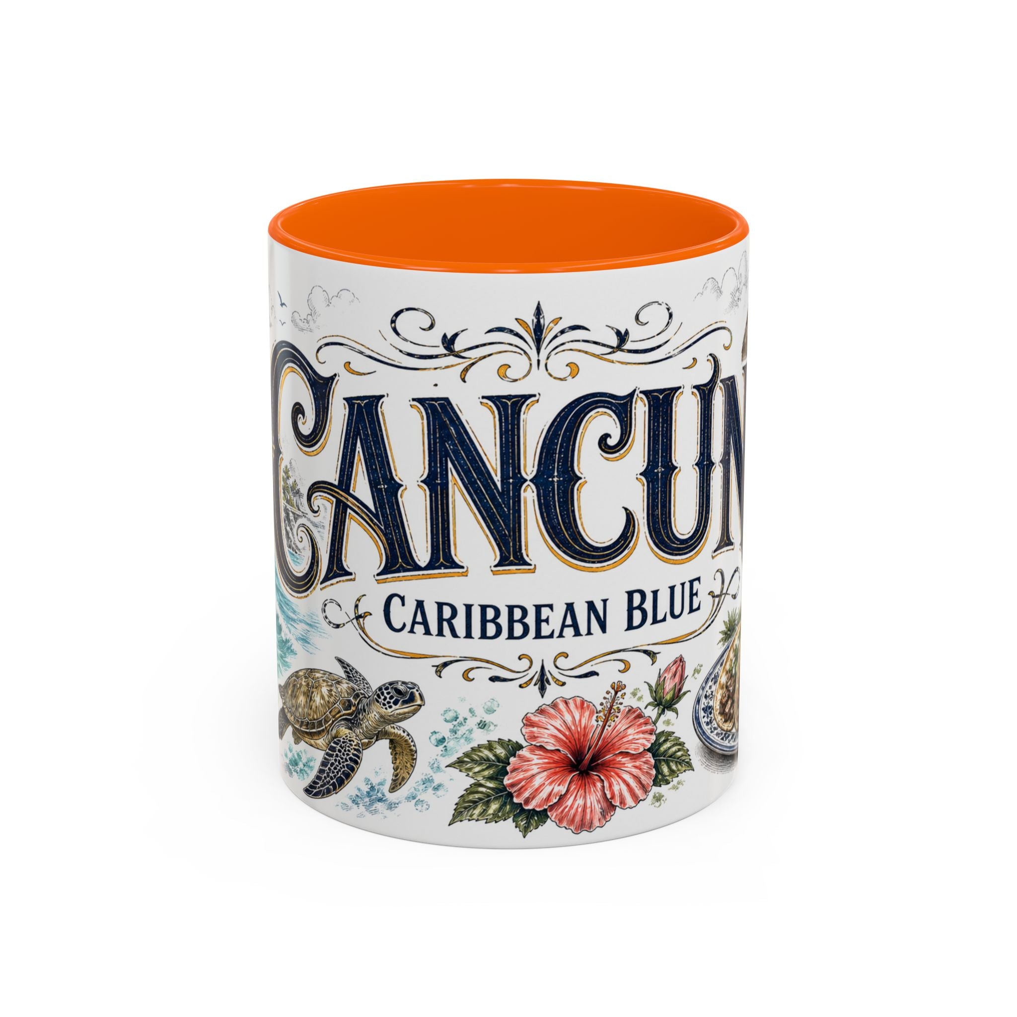 Cancun Coffee Mug | Mexico Travel Souvenir | Vintage Illustrated City Gift | 11 oz 15 oz Accent Mug