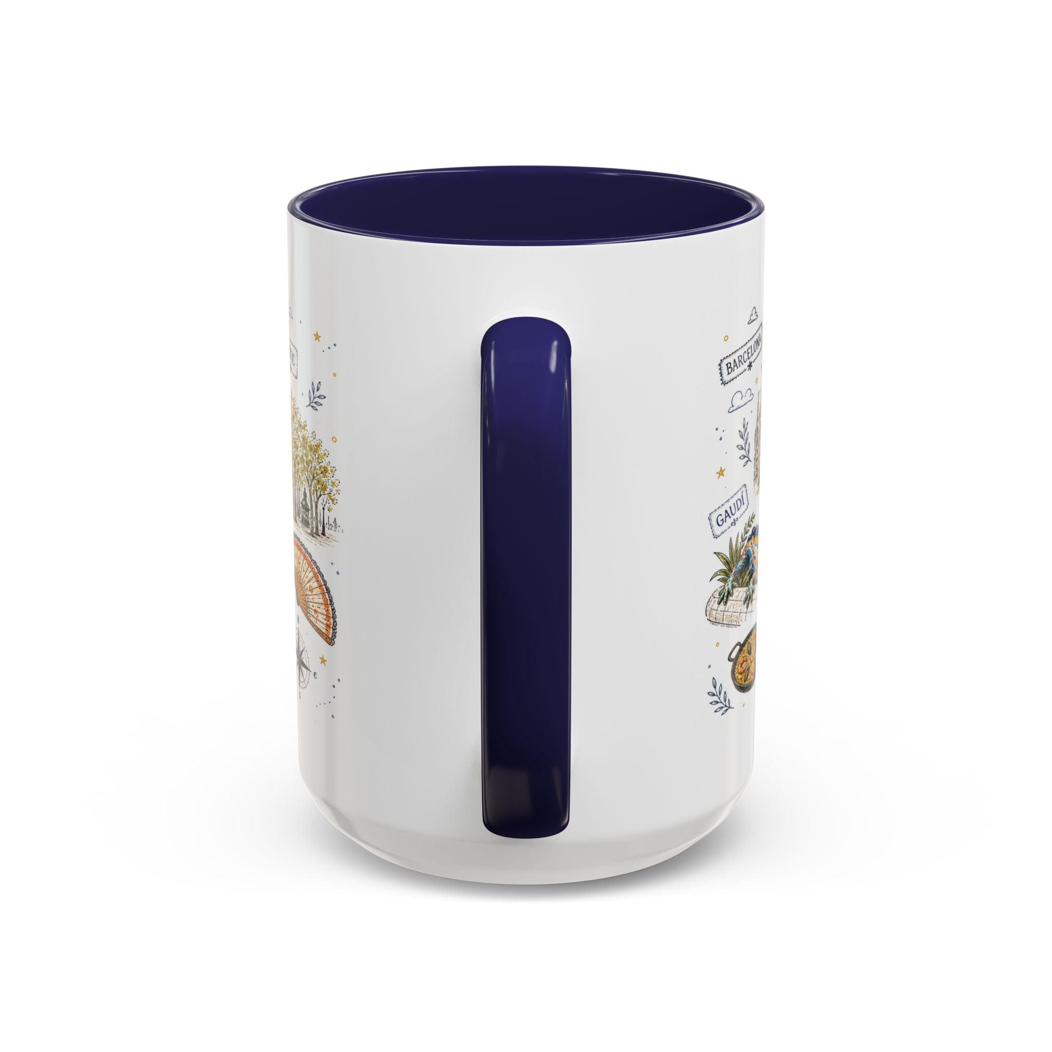 Barcelona Coffee Mug | Spain Souvenir Travel Gift | Accent Color Ceramic 11oz 15oz