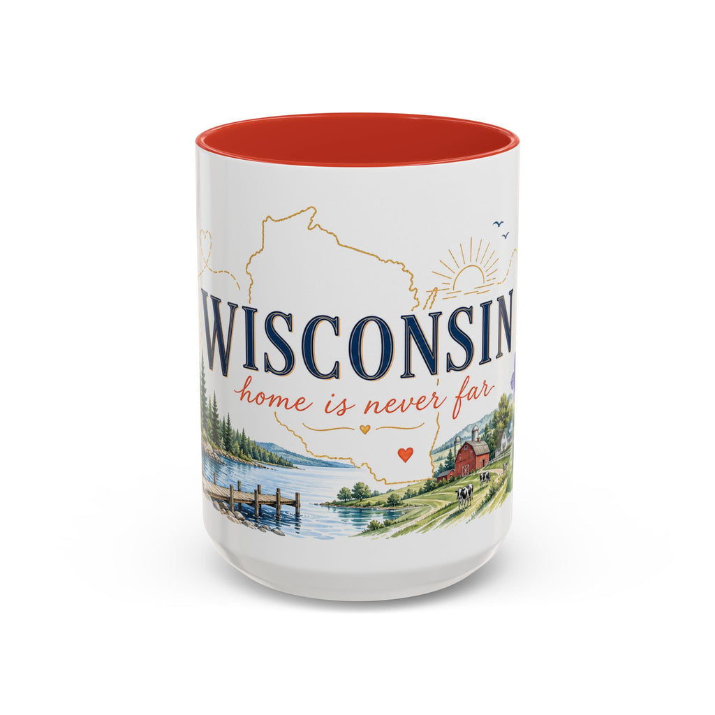 Wisconsin Home State Mug | Moving Away Gift | Long Distance Friendship Coffee Cup | 11oz 15oz Accent Mug