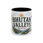 Bhutan Valleys Coffee Mug | Travel Destination Souvenir Gift | Accent Color Ceramic 11oz 15oz