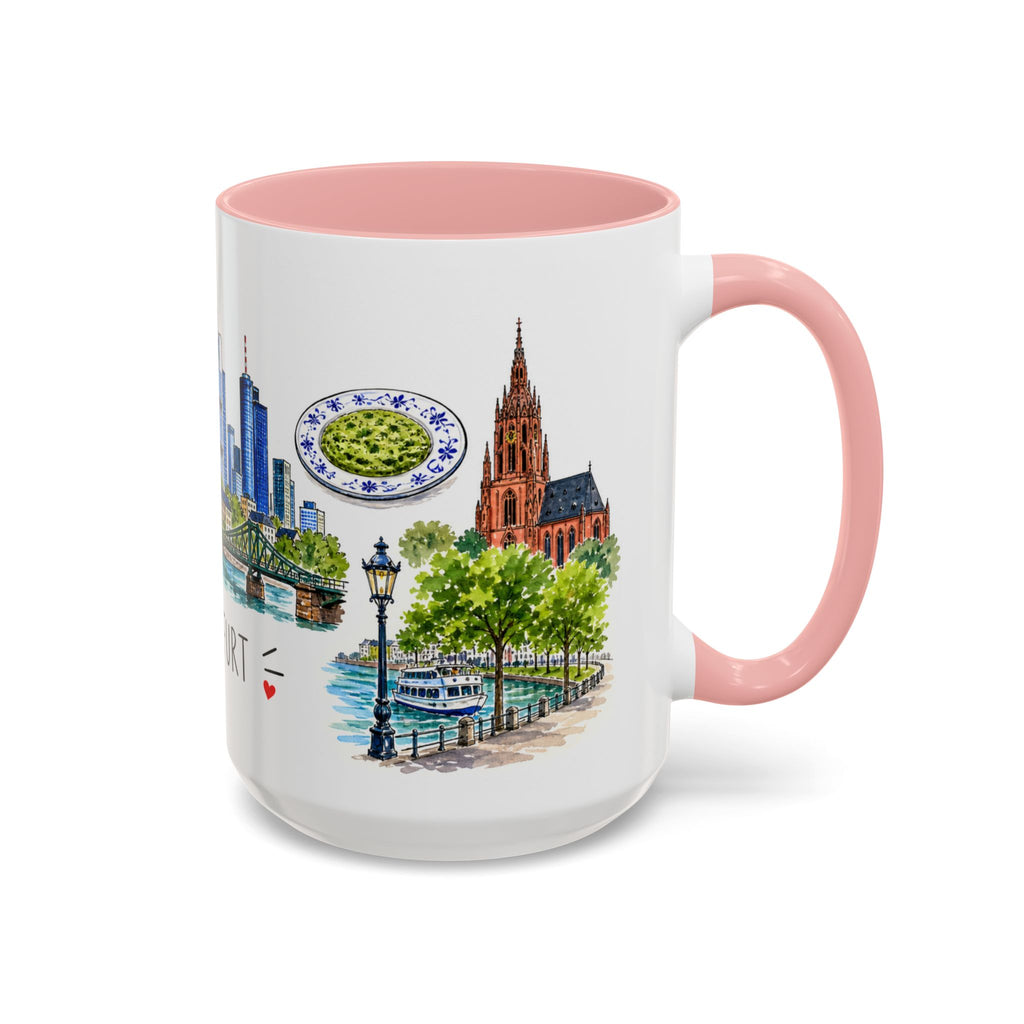 Frankfurt Illustrated Travel Mug | City Souvenir Accent Coffee Mug | 11oz 15oz Ceramic Cup