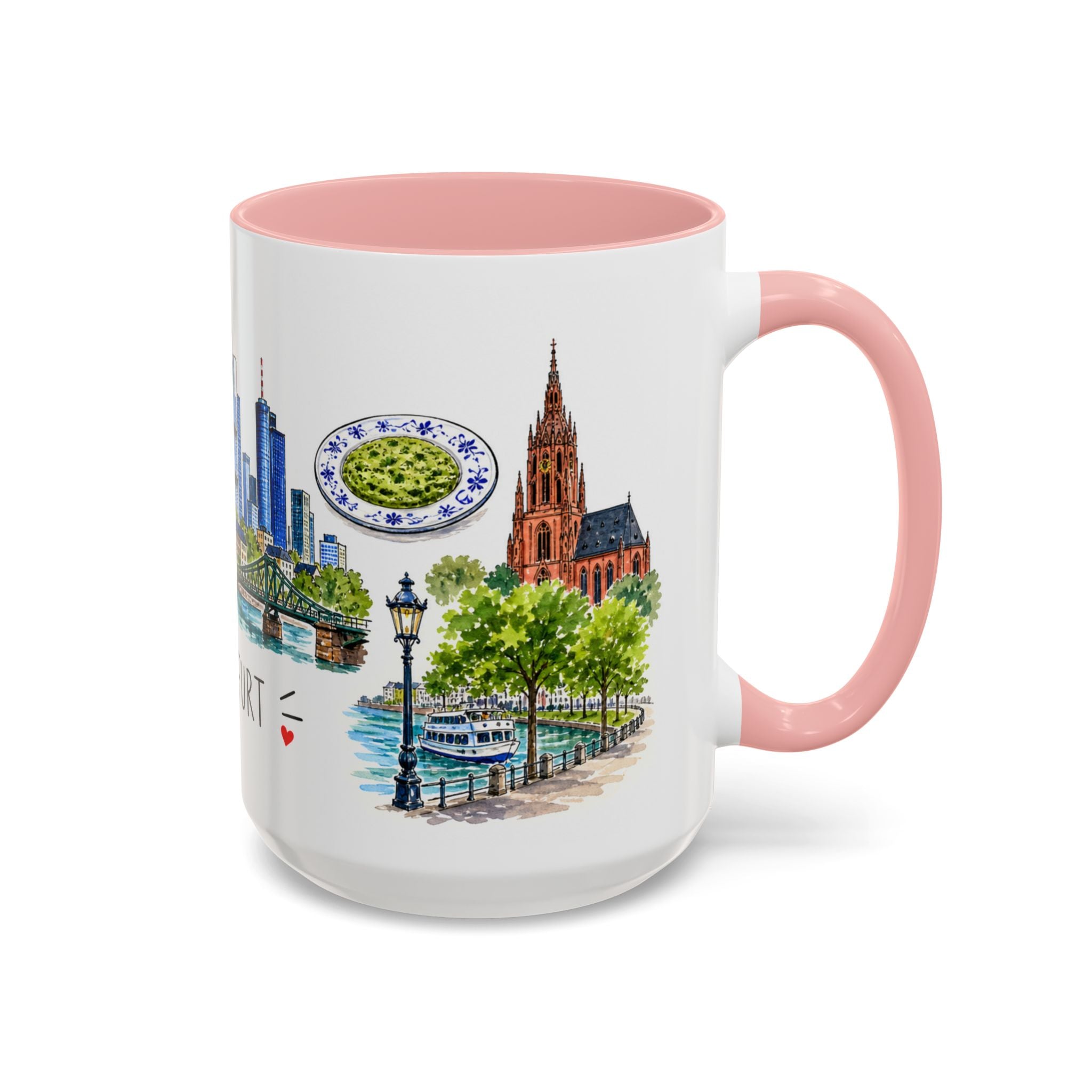 Frankfurt Illustrated Travel Mug | City Souvenir Accent Coffee Mug | 11oz 15oz Ceramic Cup