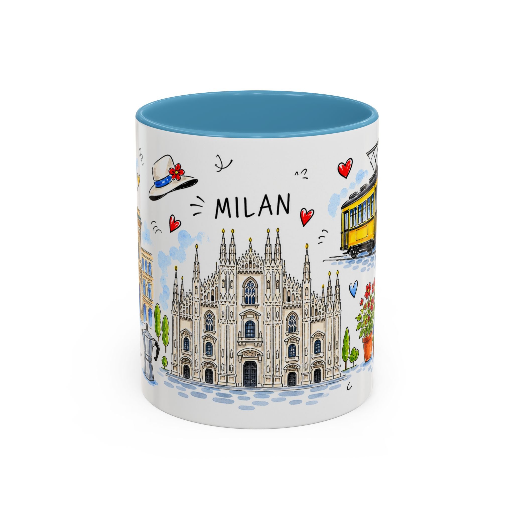 Milan Travel Mug | European City Souvenir Accent Coffee Mug | 11oz 15oz Ceramic Cup