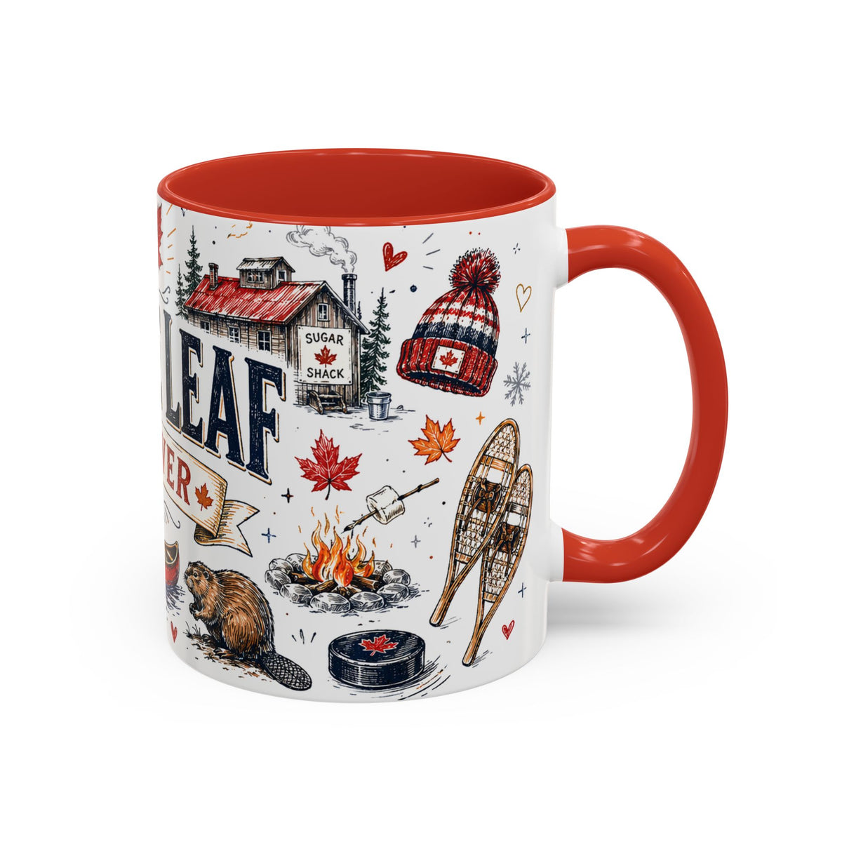 Maple Leaf Forever Coffee Mug | Canadian Pride Gift | Accent Color Ceramic 11oz 15oz