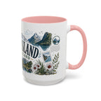 New Zealand South Island Coffee Mug | Travel Destination Souvenir Gift | Accent Color Ceramic 11oz 15oz