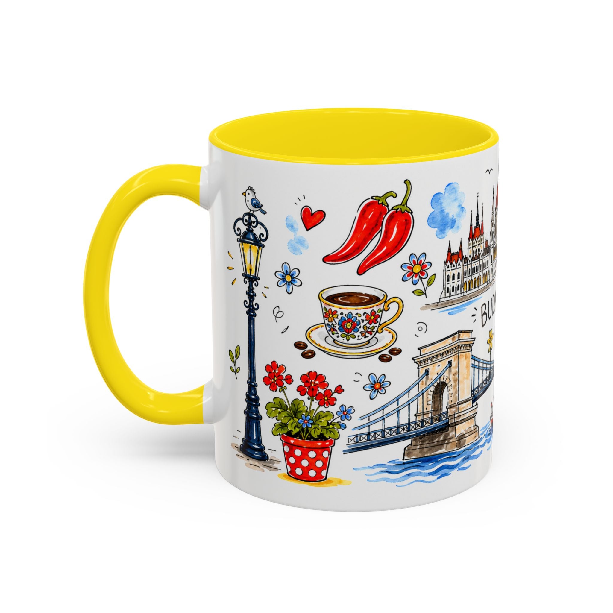 Budapest Travel Mug | European City Souvenir Accent Coffee Mug | 11oz 15oz Ceramic Cup