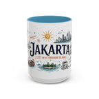 Jakarta Coffee Mug | Indonesia Souvenir Travel Gift | Accent Color Ceramic 11oz 15oz