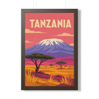 Tanzania Kilimanjaro Tanzania Framed Poster | Vintage Travel Wall Art | Black Walnut White Frame | 16x24 20x30