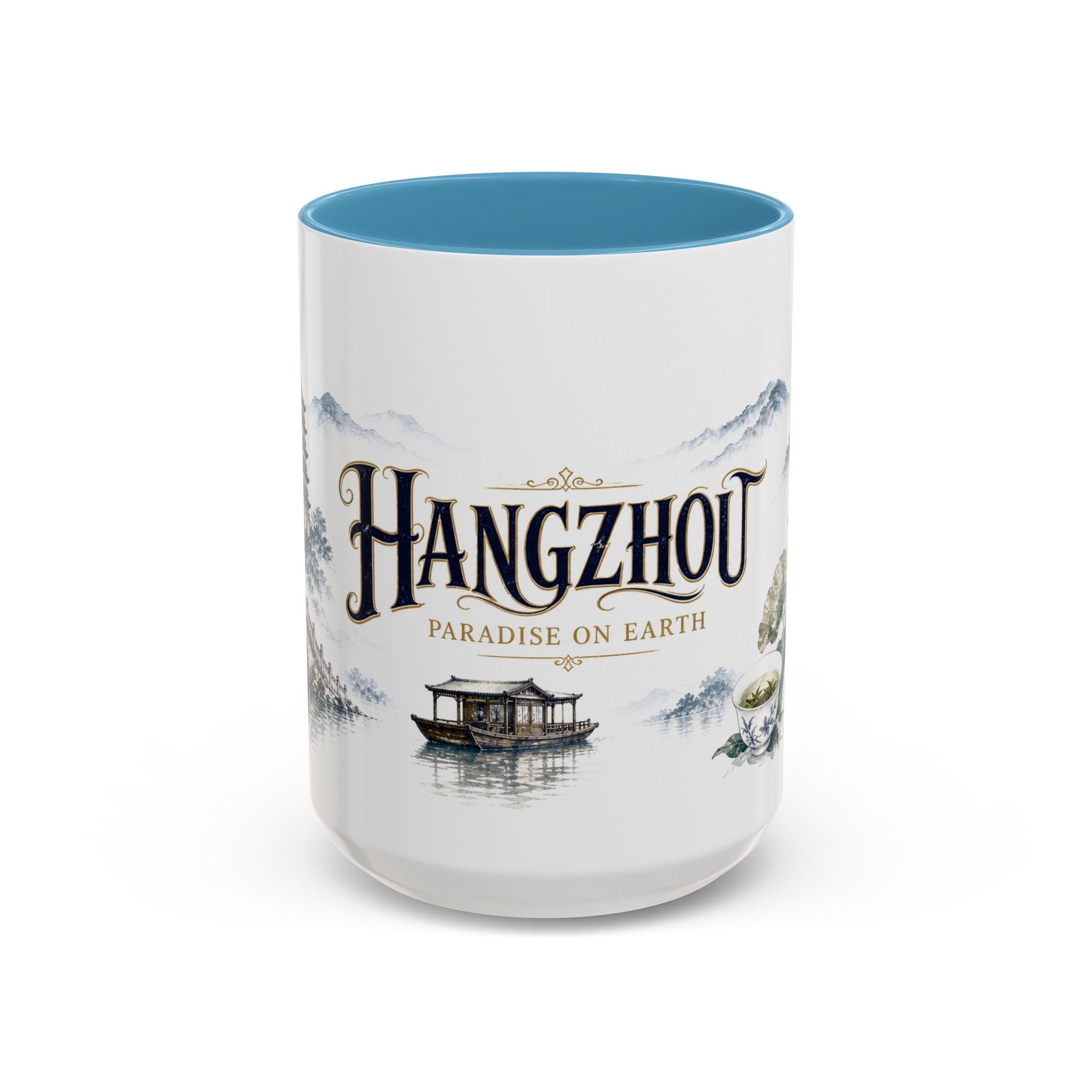 Hangzhou Coffee Mug | China Travel Souvenir | Vintage Illustrated City Gift | 11 oz 15 oz Accent Mug