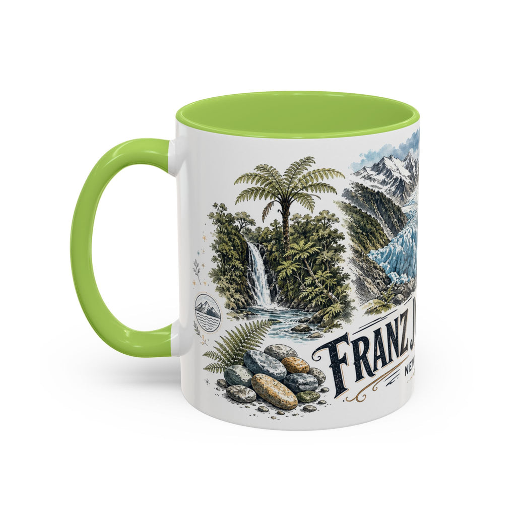Franz Josef Glacier Mug, New Zealand Travel Souvenir, Bucket List Gift, Accent Ceramic Coffee Mug 11oz 15oz