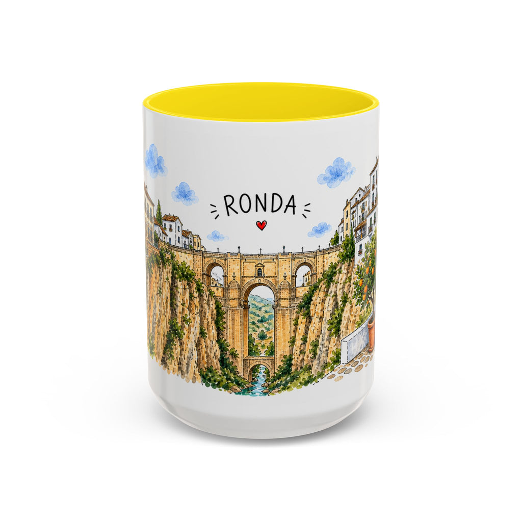 Ronda Illustrated Travel Mug | Spain Souvenir Accent Coffee Mug | 11oz 15oz Ceramic Cup