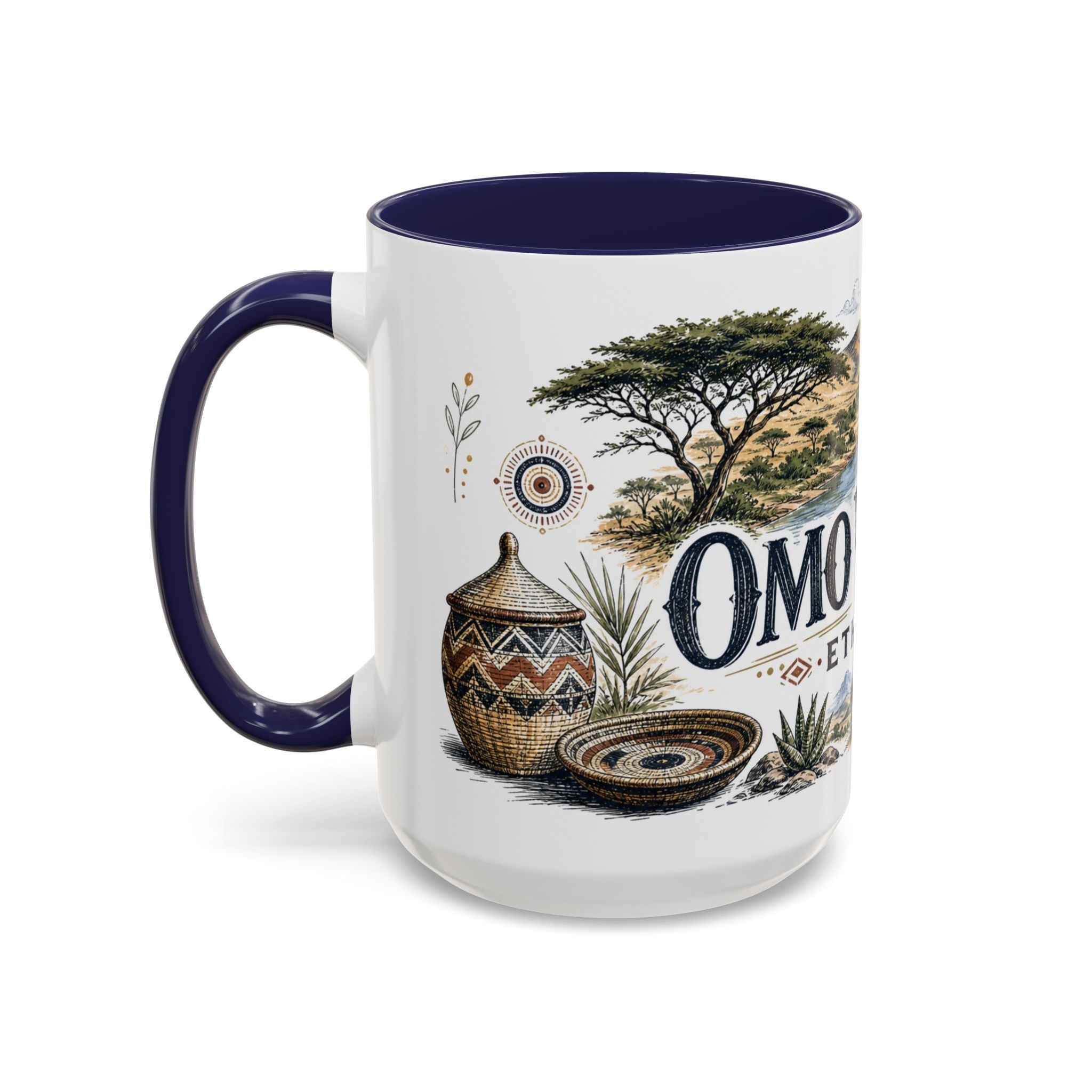 Omo Valley Mug, Ethiopia Travel Souvenir, Bucket List Gift, Accent Ceramic Coffee Mug 11oz 15oz