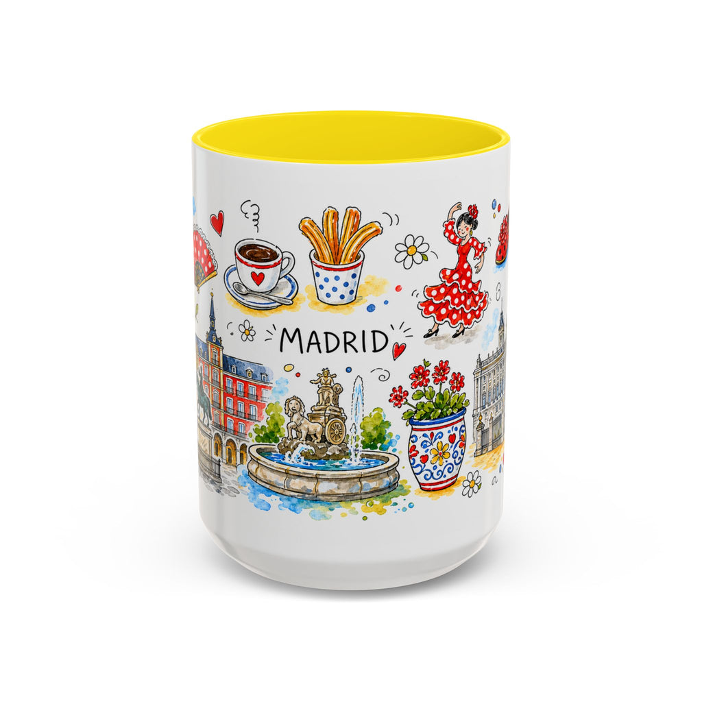 Madrid Travel Mug | European City Souvenir Accent Coffee Mug | 11oz 15oz Ceramic Cup