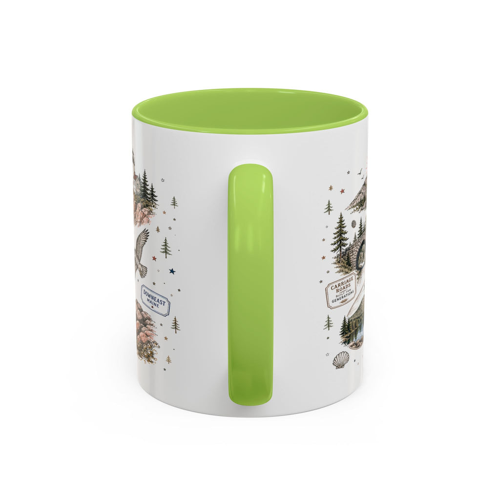Acadia Coffee Mug | National Park Hiking Coastal Gift | Accent Color Ceramic 11oz 15oz