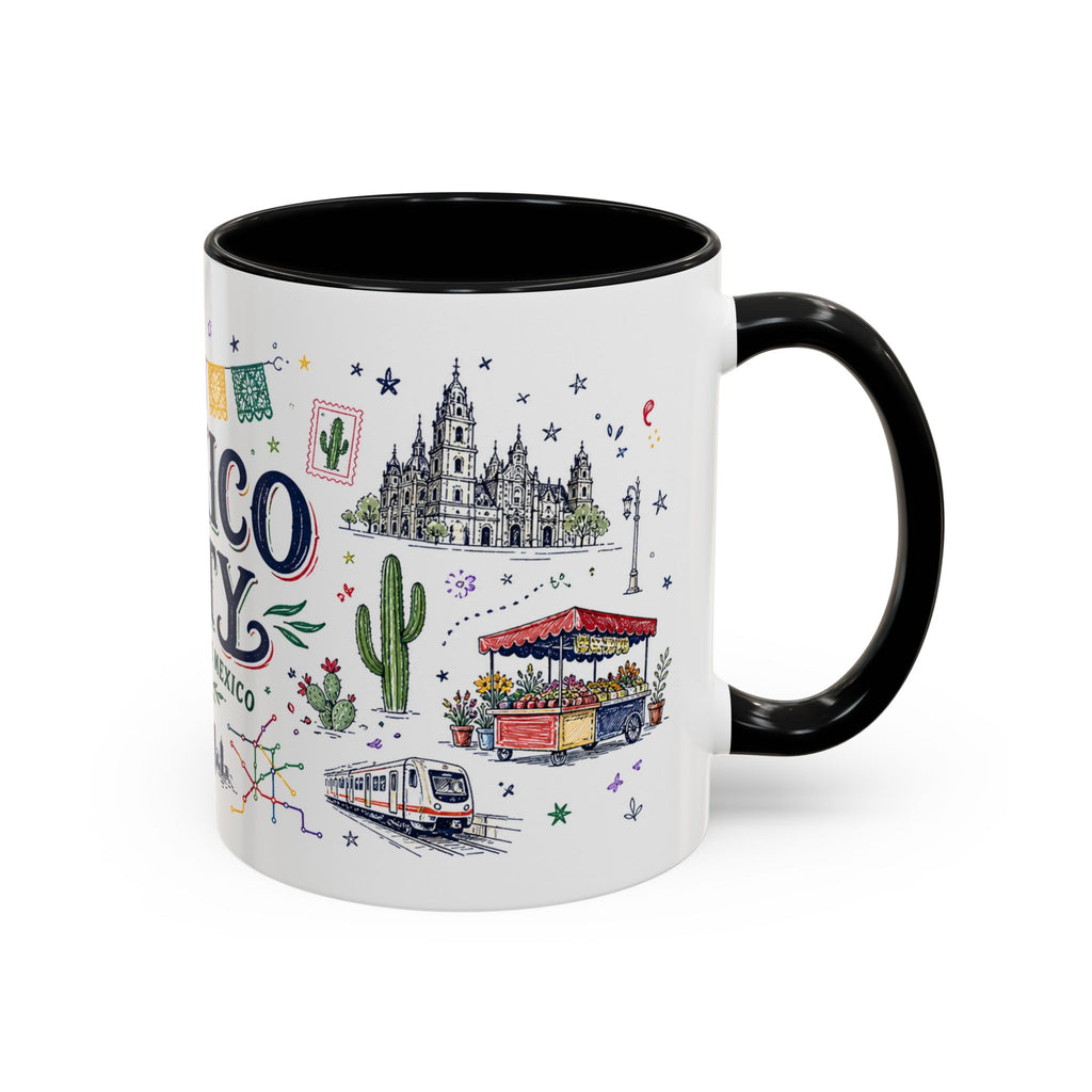 Mexico City Coffee Mug | Mexico Souvenir Travel Gift | Accent Color Ceramic 11oz 15oz