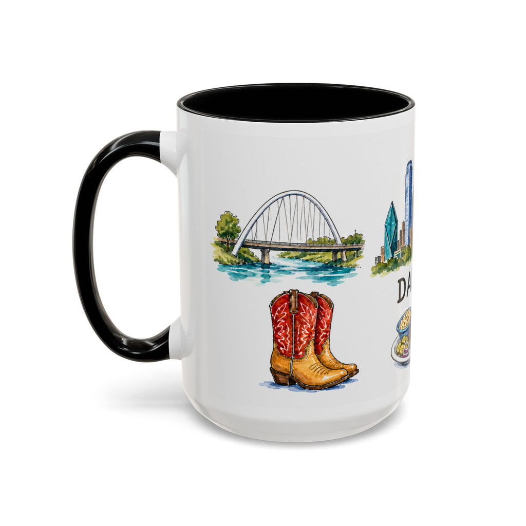 Dallas Illustrated Travel Mug | City Souvenir Accent Coffee Mug | 11oz 15oz Ceramic Cup