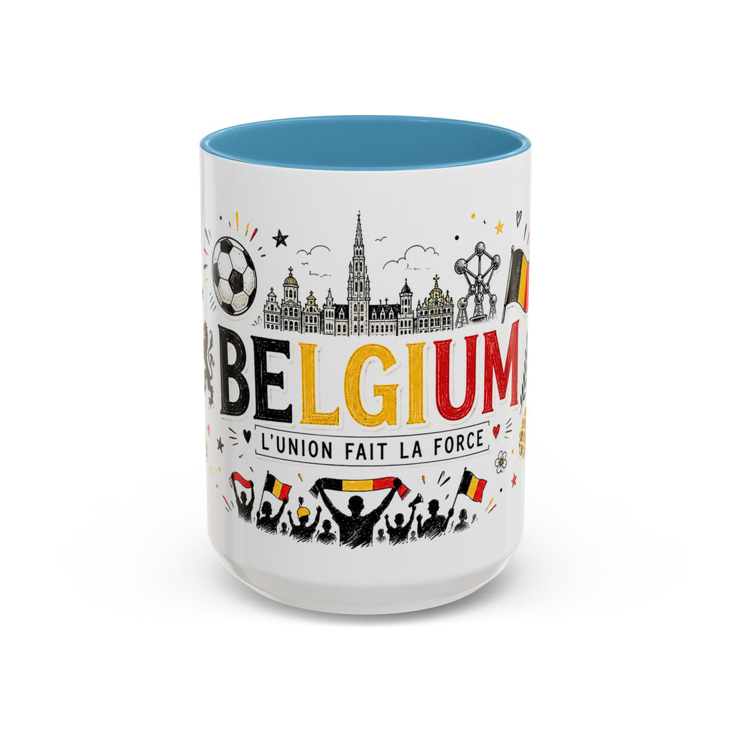 Belgium Soccer Coffee Mug | Soccer Fan Gift | Accent Color Ceramic 11oz 15oz Match Day Cup