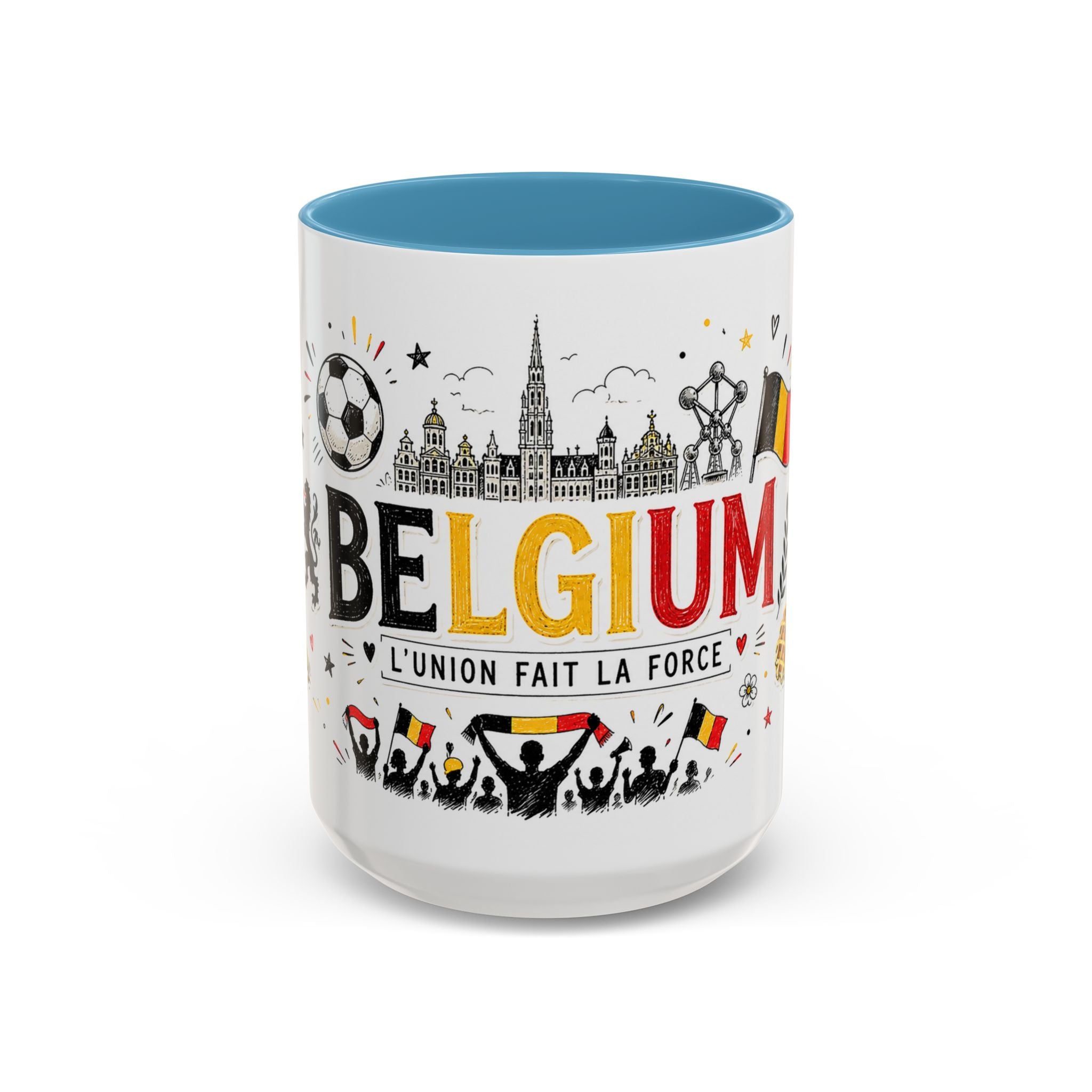 Belgium Soccer Coffee Mug | Soccer Fan Gift | Accent Color Ceramic 11oz 15oz Match Day Cup