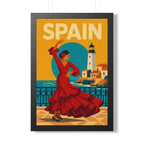 Spain Flamenco Spain Framed Poster | Vintage Travel Wall Art | Black Walnut White Frame | 16x24 20x30