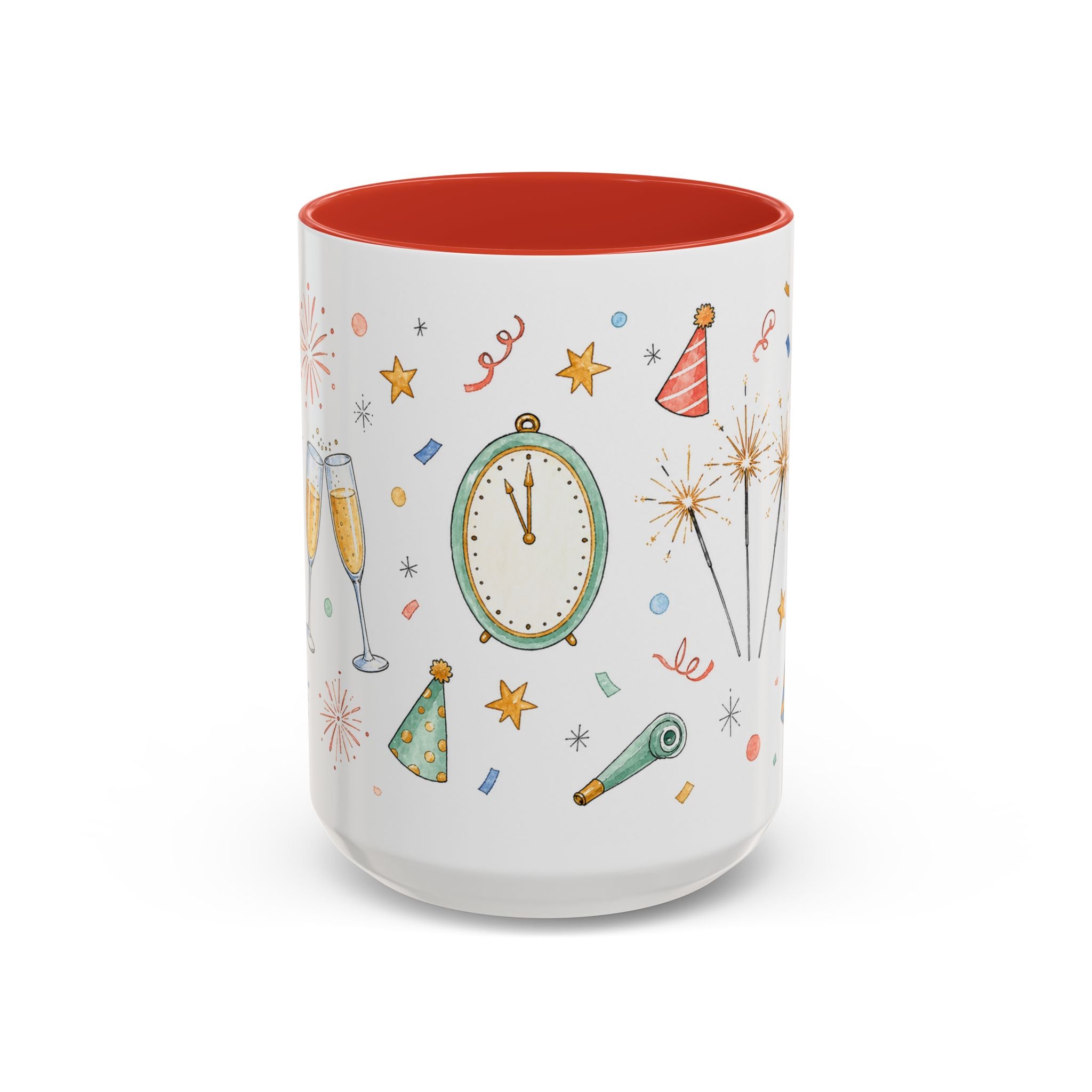 New Year Sparkler Mug | Champagne Toast Watercolor Party Gift | Accent Cup 11oz 15oz