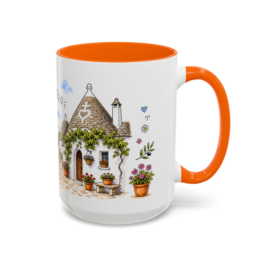 Alberobello Illustrated Travel Mug | Italy Souvenir Accent Coffee Mug | 11oz 15oz Ceramic Cup