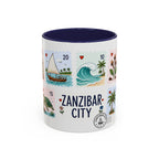 Zanzibar City Coffee Mug | Postage Stamp Collage Mug | Travel Souvenir Accent Cup 11oz 15oz