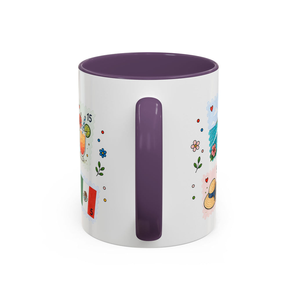 Cancun Coffee Mug | Postage Stamp Collage Mug | Travel Souvenir Accent Cup 11oz 15oz