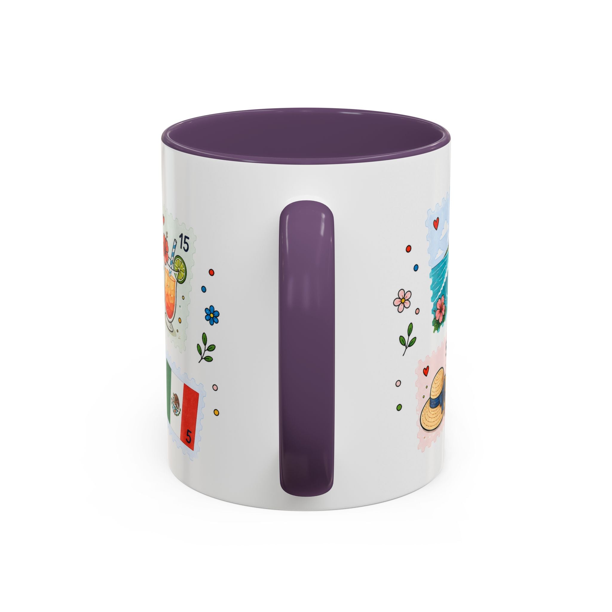 Cancun Coffee Mug | Postage Stamp Collage Mug | Travel Souvenir Accent Cup 11oz 15oz
