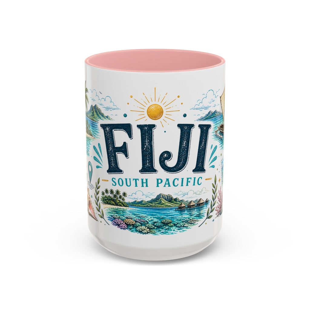 Fiji Coffee Mug | Travel Destination Souvenir Gift | Accent Color Ceramic 11oz 15oz