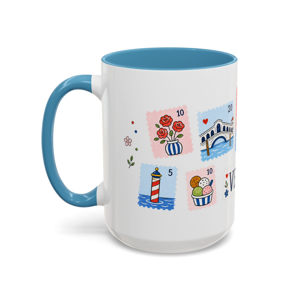 Venice Coffee Mug | Postage Stamp Collage Mug | Travel Souvenir Accent Cup 11oz 15oz