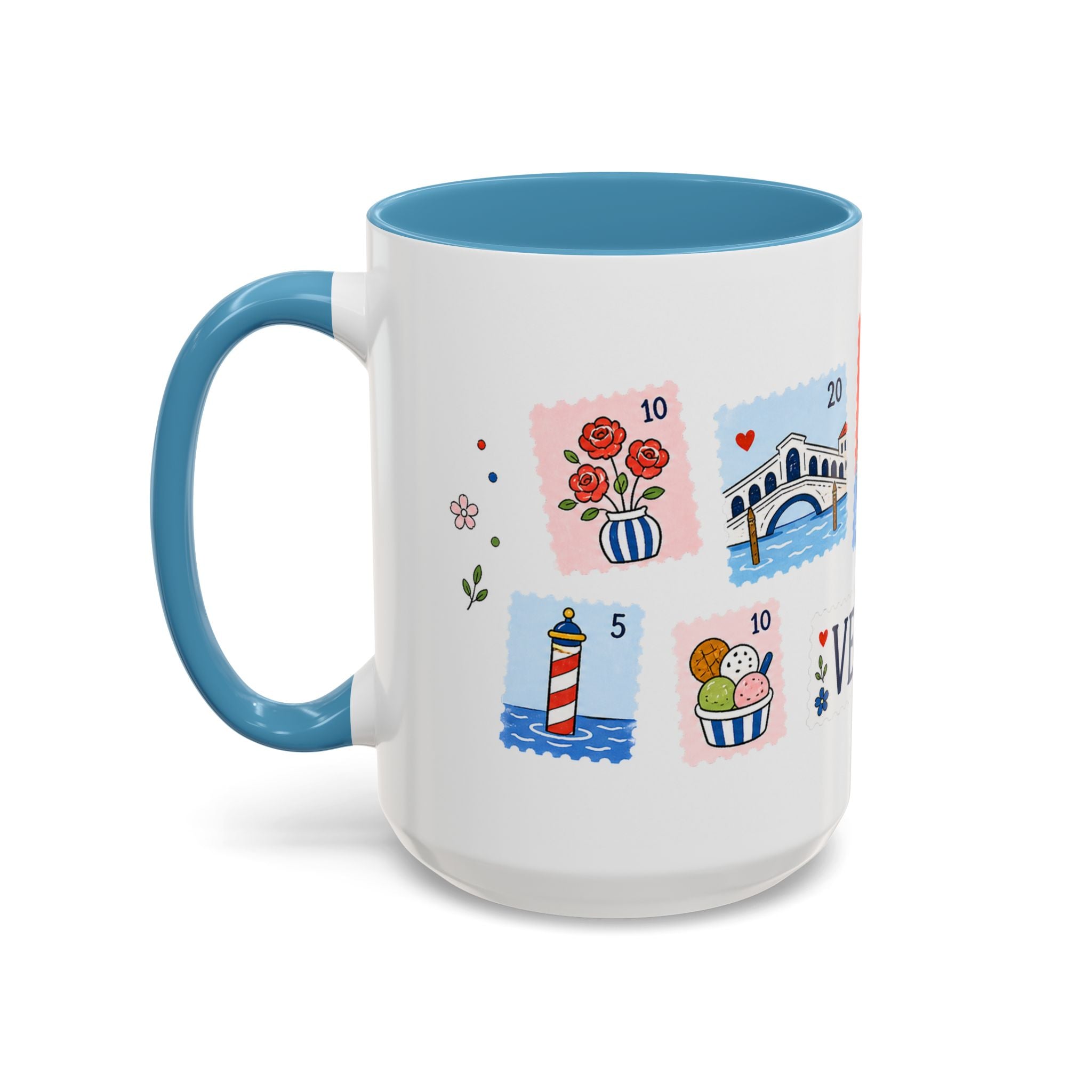 Venice Coffee Mug | Postage Stamp Collage Mug | Travel Souvenir Accent Cup 11oz 15oz