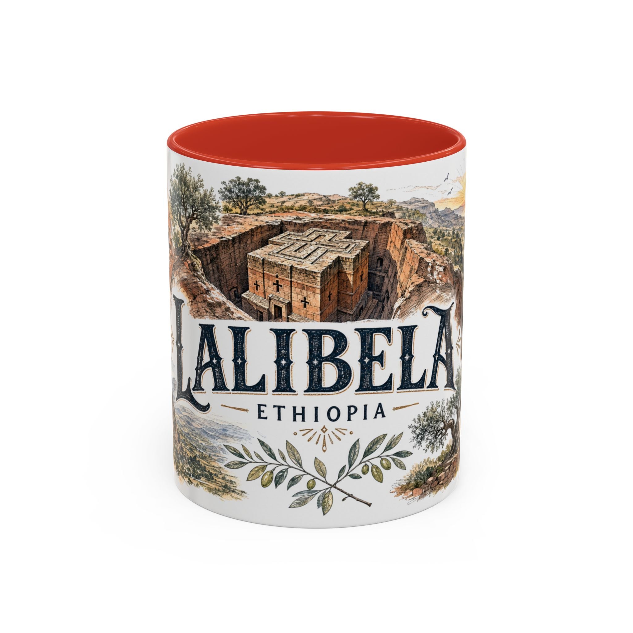 Lalibela Mug, Ethiopia Travel Souvenir, Bucket List Gift, Accent Ceramic Coffee Mug 11oz 15oz