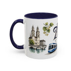Zurich Coffee Mug | Switzerland Travel Souvenir | Vintage Illustrated City Gift | 11 oz 15 oz Accent Mug