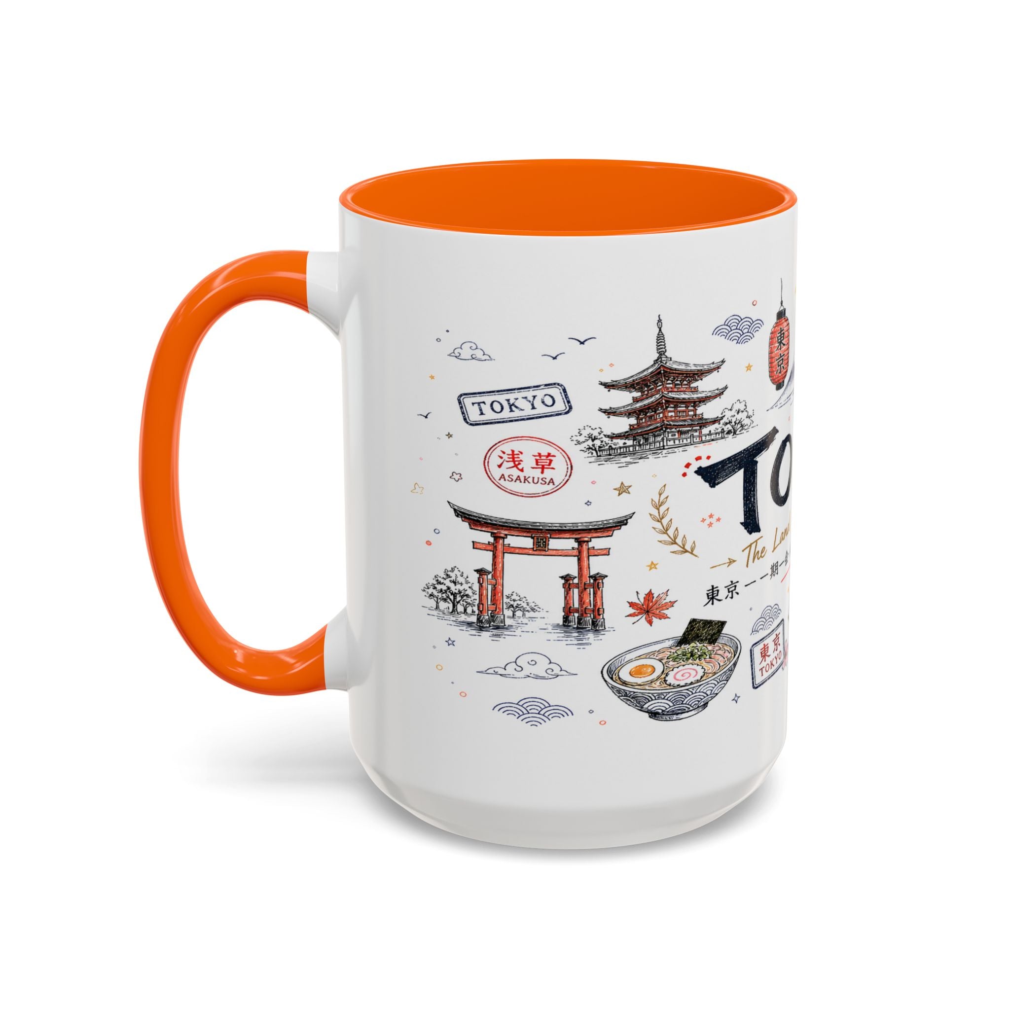 Tokyo Coffee Mug | Japan Souvenir Travel Gift | Accent Color Ceramic 11oz 15oz