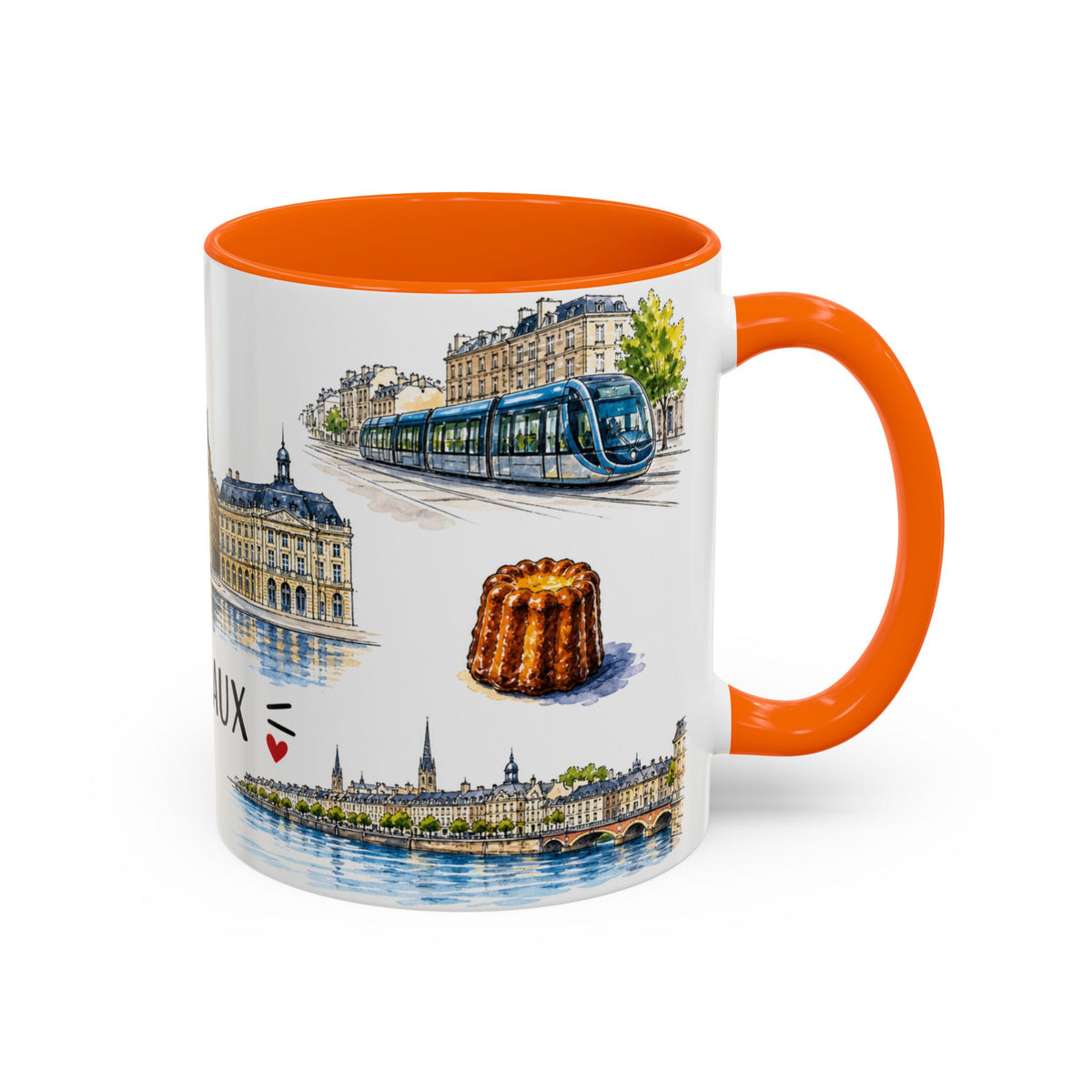 Bordeaux Illustrated Travel Mug | City Souvenir Accent Coffee Mug | 11oz 15oz Ceramic Cup