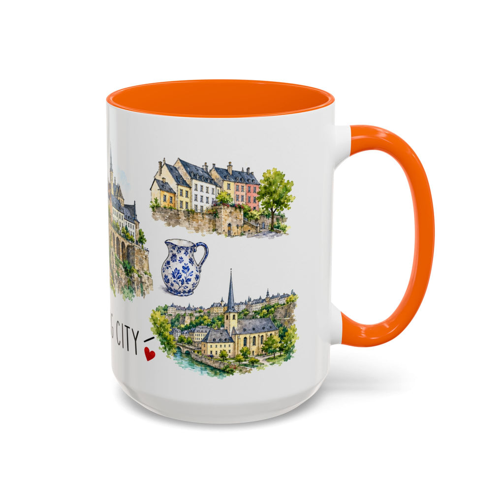 Luxembourg City Illustrated Travel Mug | City Souvenir Accent Coffee Mug | 11oz 15oz Ceramic Cup