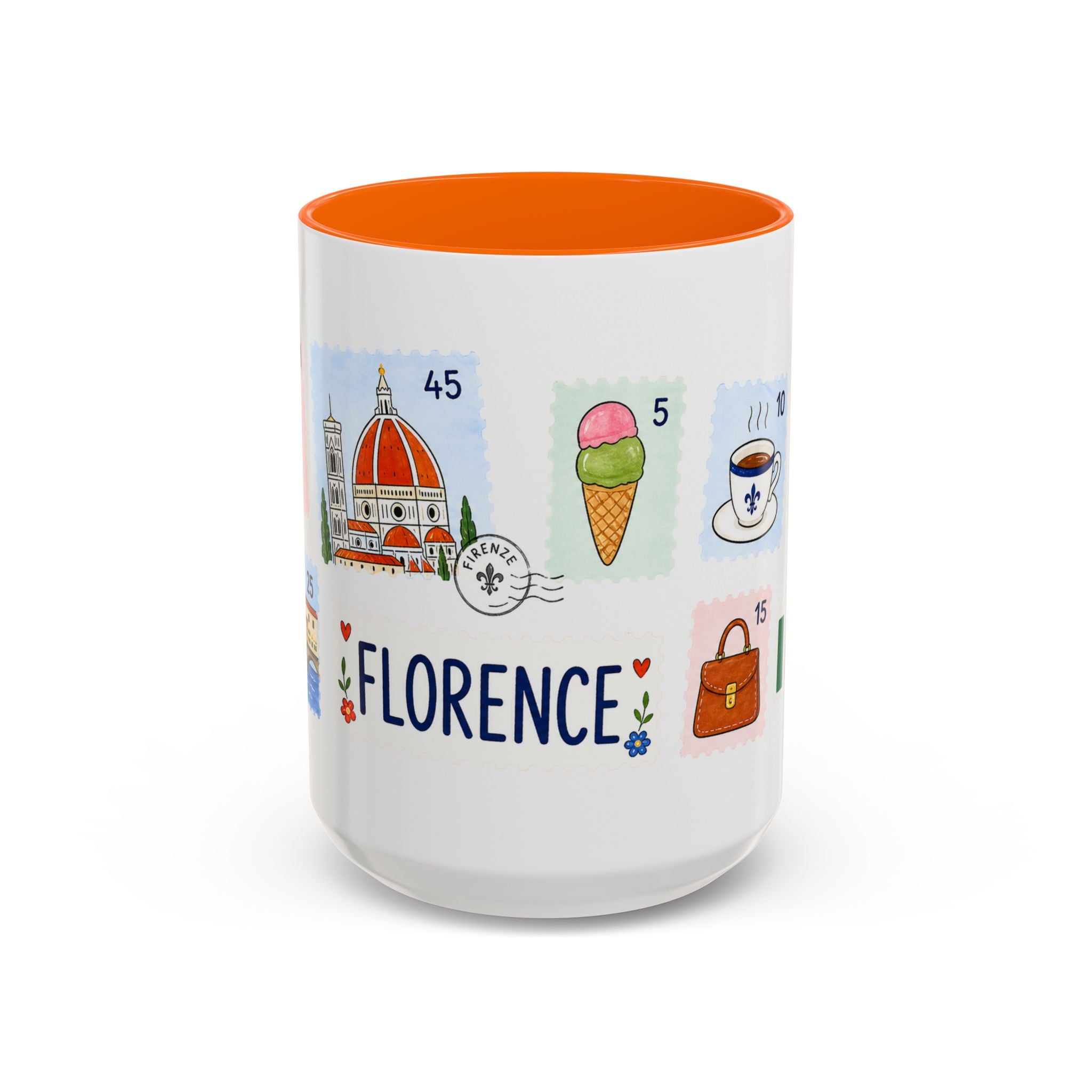 Florence Coffee Mug | Postage Stamp Collage Mug | Travel Souvenir Accent Cup 11oz 15oz