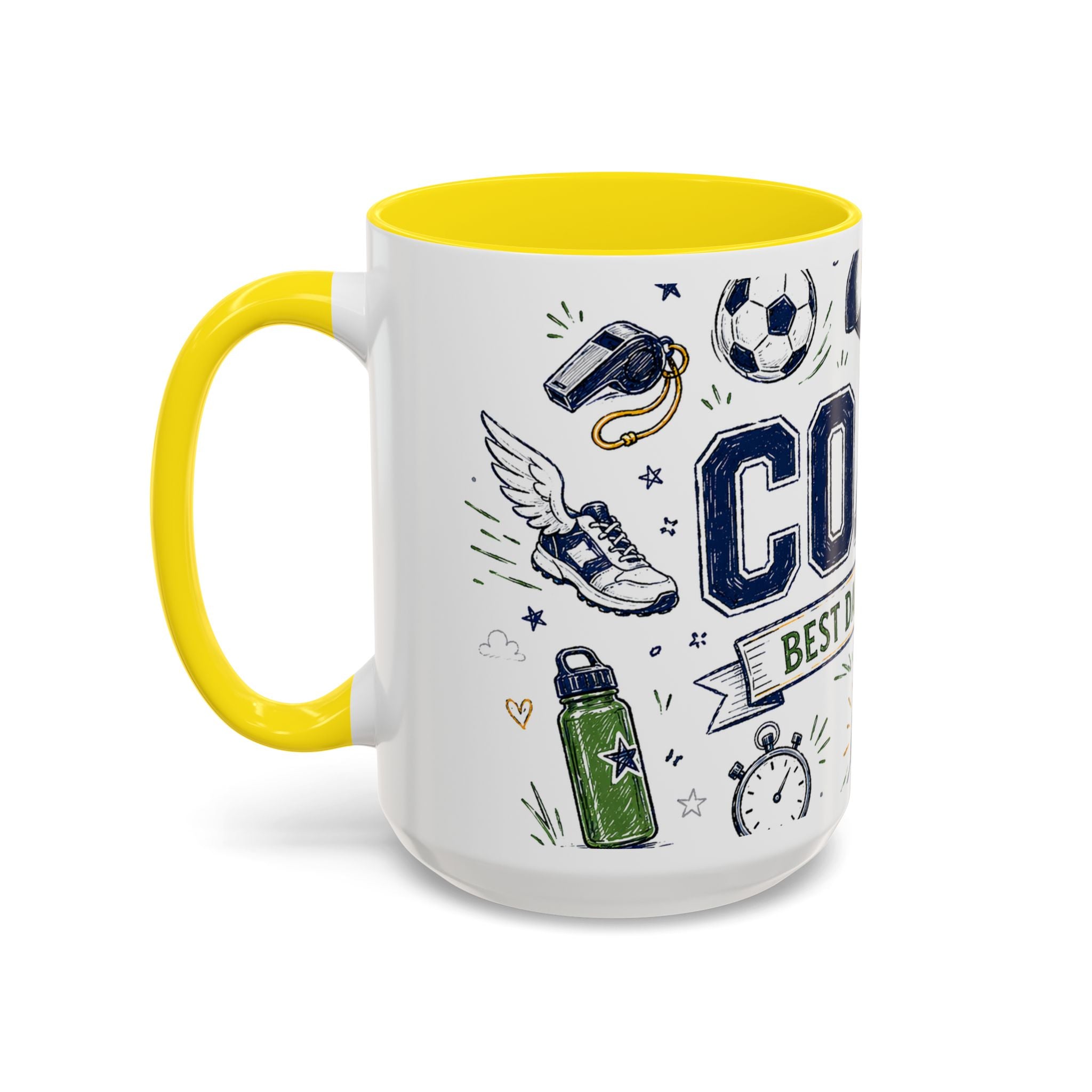 Coach Best Dad On The Field Coffee Mug | Father's Day Gift for Dad | Accent Color Ceramic 11oz 15oz
