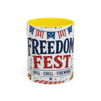 Freedom Fest Coffee Mug | Grill Chill Fireworks 4th of July | Accent Color Ceramic 11oz 15oz