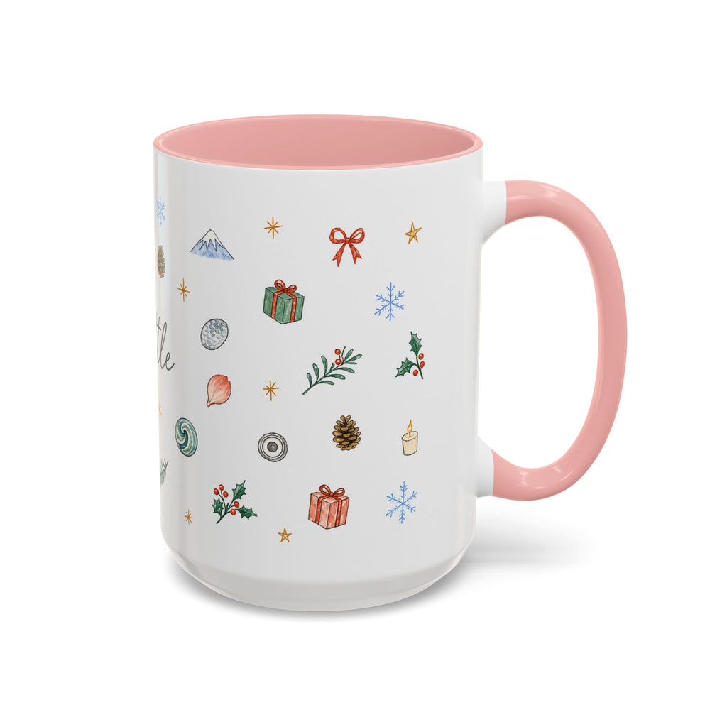 Seattle Christmas Mug | Watercolor Travel Souvenir | Holiday Gift | Accent Ceramic Coffee Cup 11oz 15oz