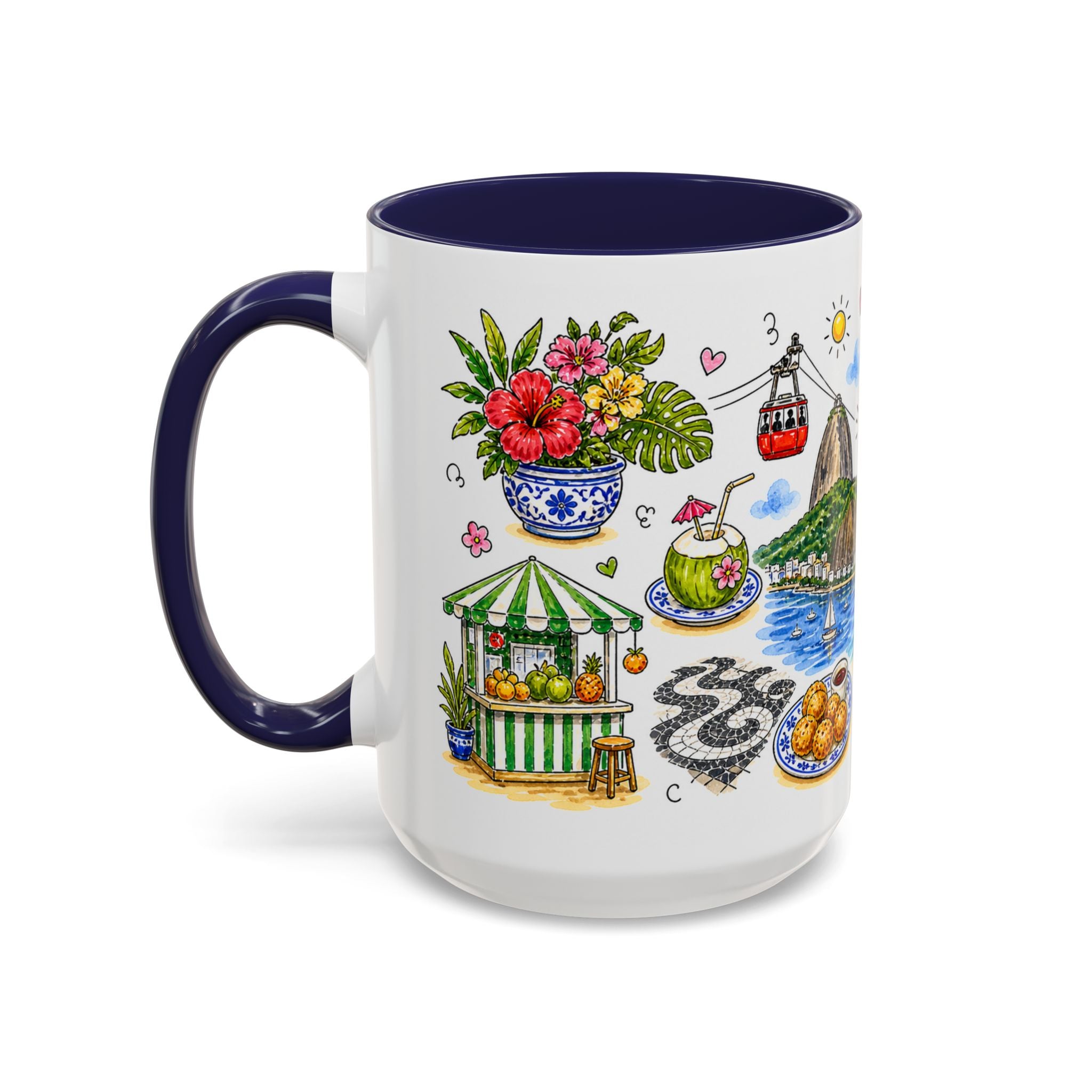 Rio de Janeiro Illustrated Travel Mug | City Souvenir Accent Coffee Mug | 11oz 15oz Ceramic Cup