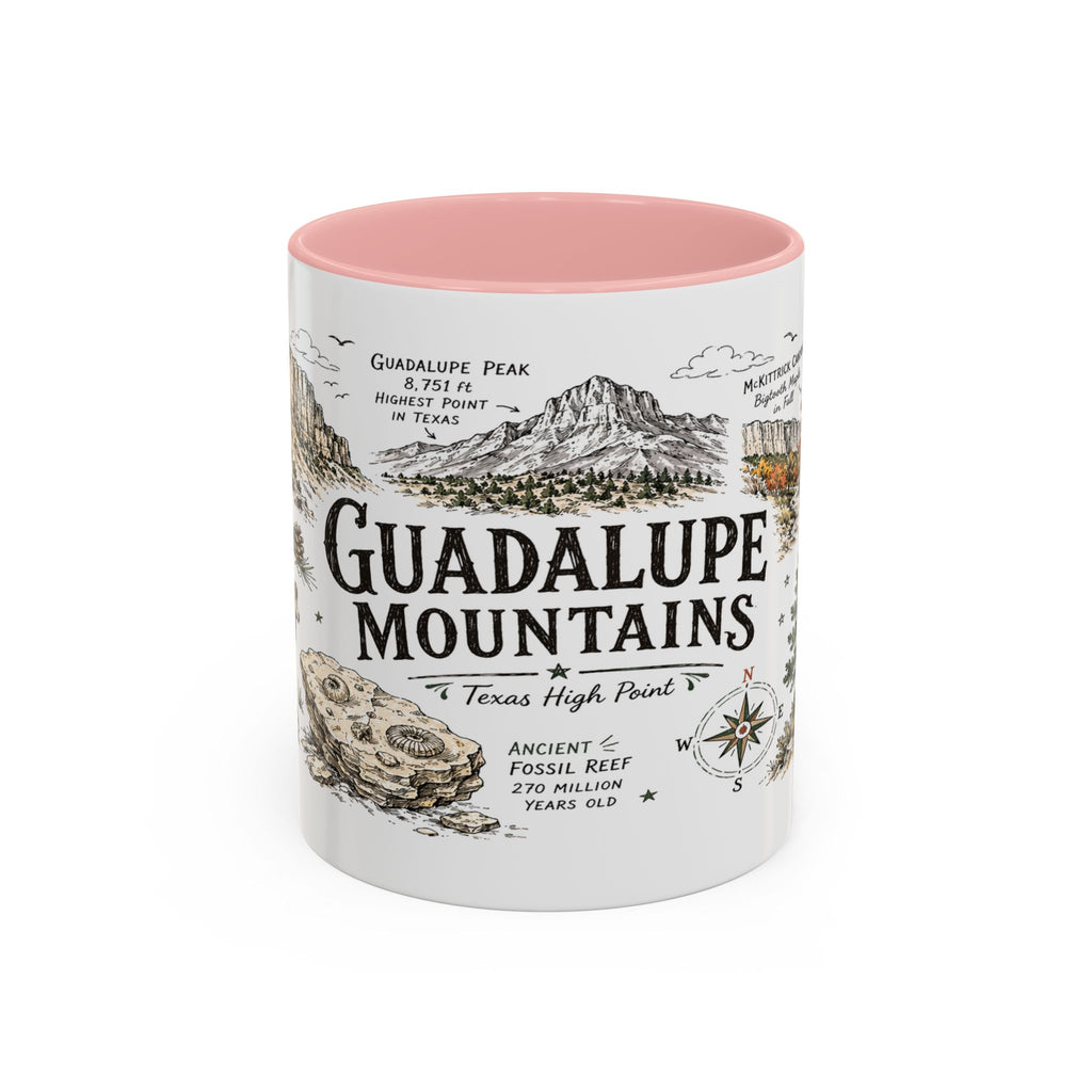 Guadalupe Mountains National Park Coffee Mug | Texas Desert Peaks Hiking Gift | Accent Color Ceramic 11oz 15oz