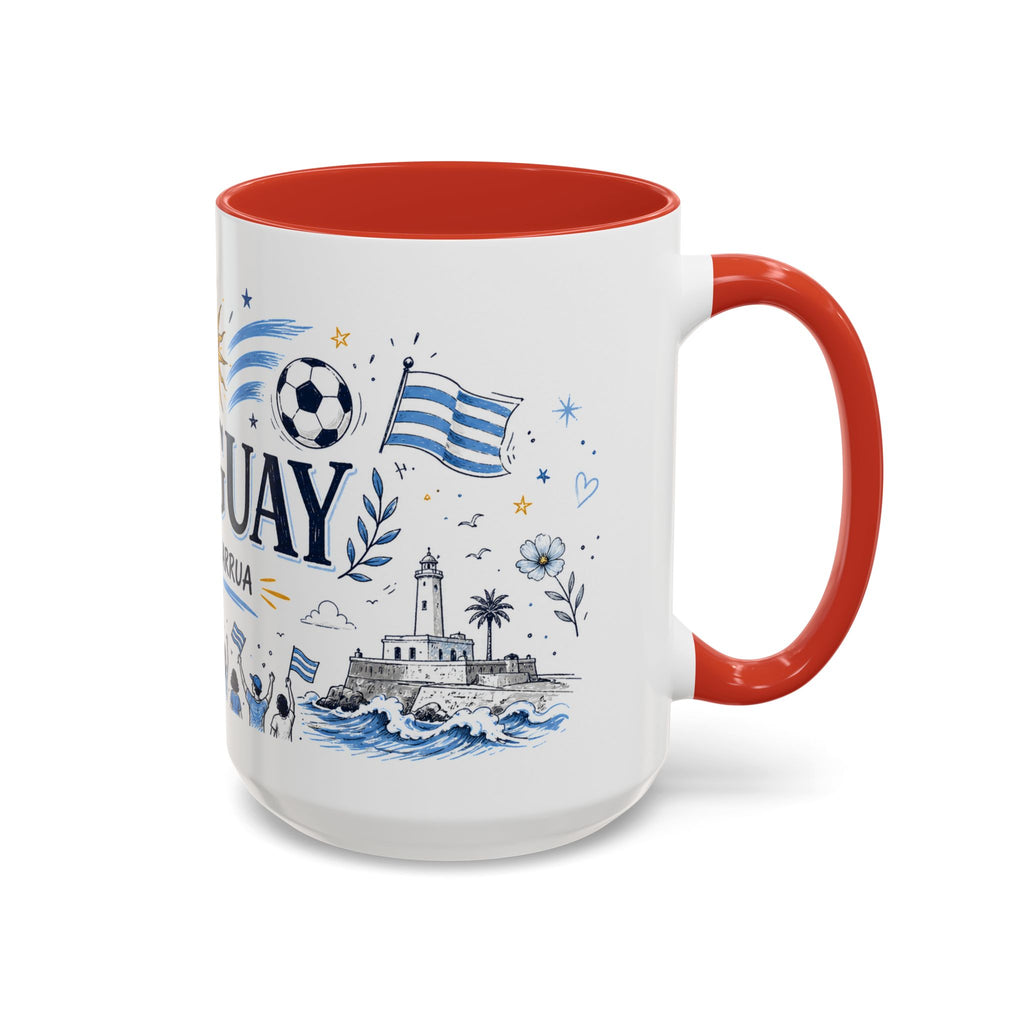 Uruguay Soccer Coffee Mug | World Cup Fan Gift | Accent Color Ceramic 11oz 15oz Match Day Cup