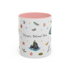Olympic National Park Christmas Mug | Watercolor Travel Souvenir | Holiday Gift | Accent Ceramic Coffee Cup 11oz 15oz