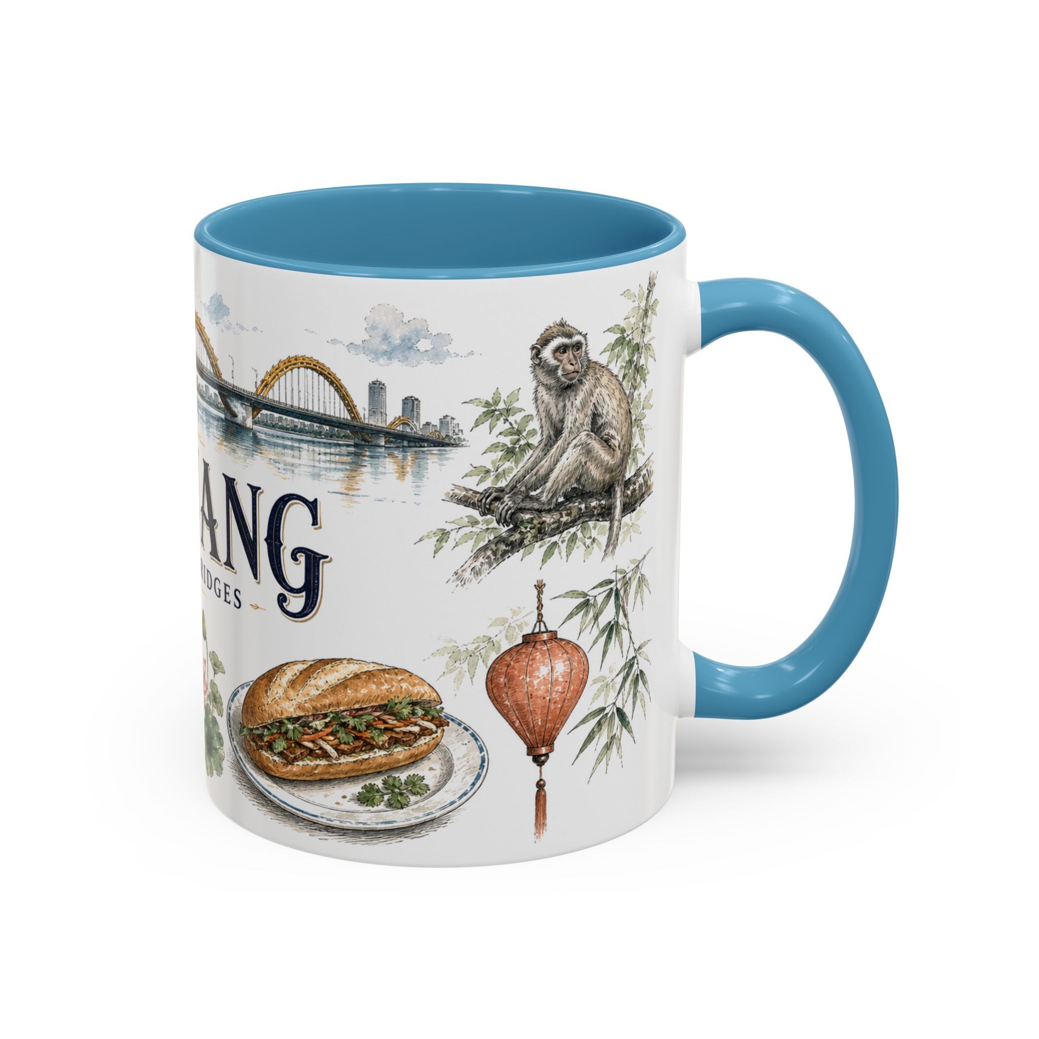 Da Nang Coffee Mug | Vietnam Travel Souvenir | Vintage Illustrated City Gift | 11 oz 15 oz Accent Mug