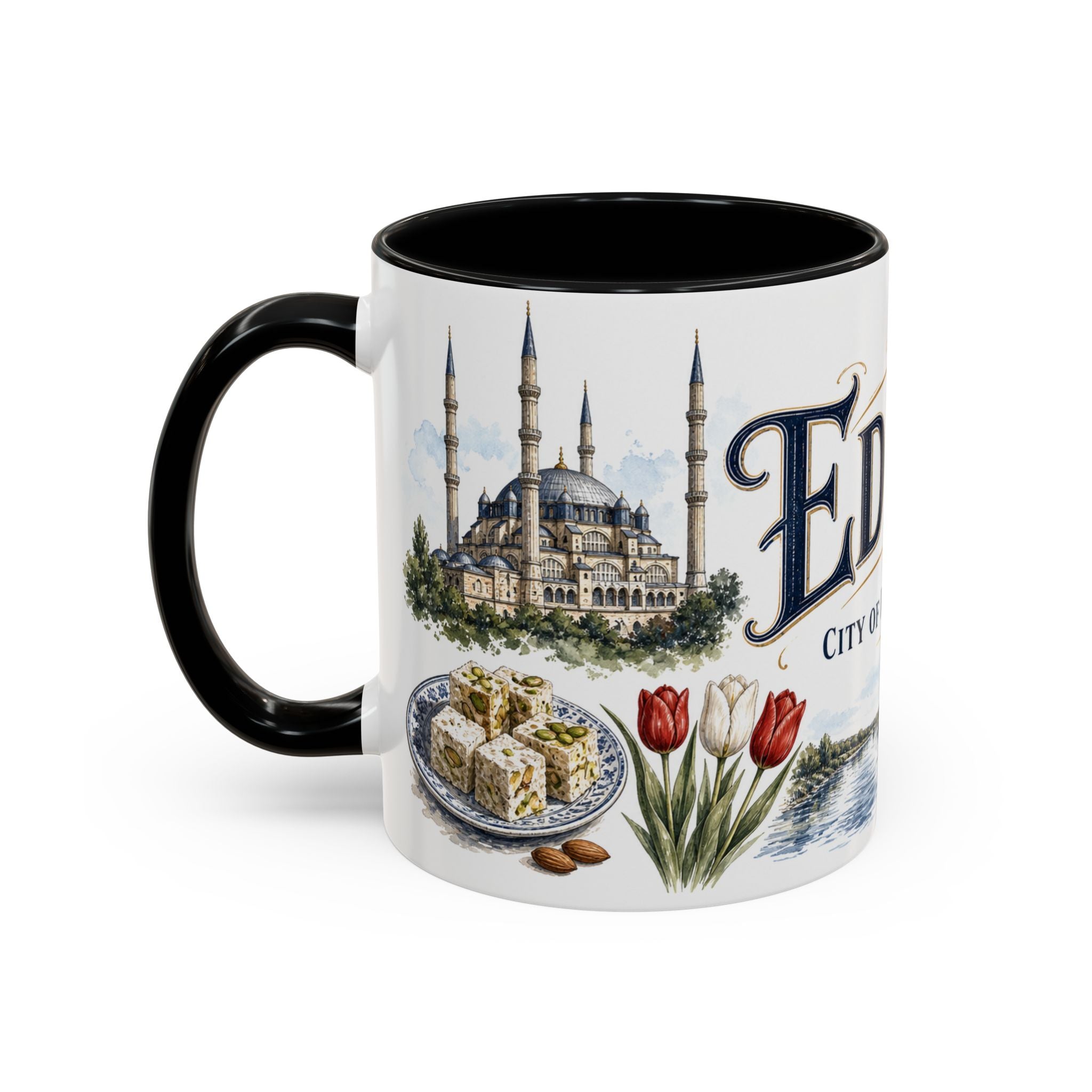 Edirne Coffee Mug | Turkey Travel Souvenir | Vintage Illustrated City Gift | 11 oz 15 oz Accent Mug