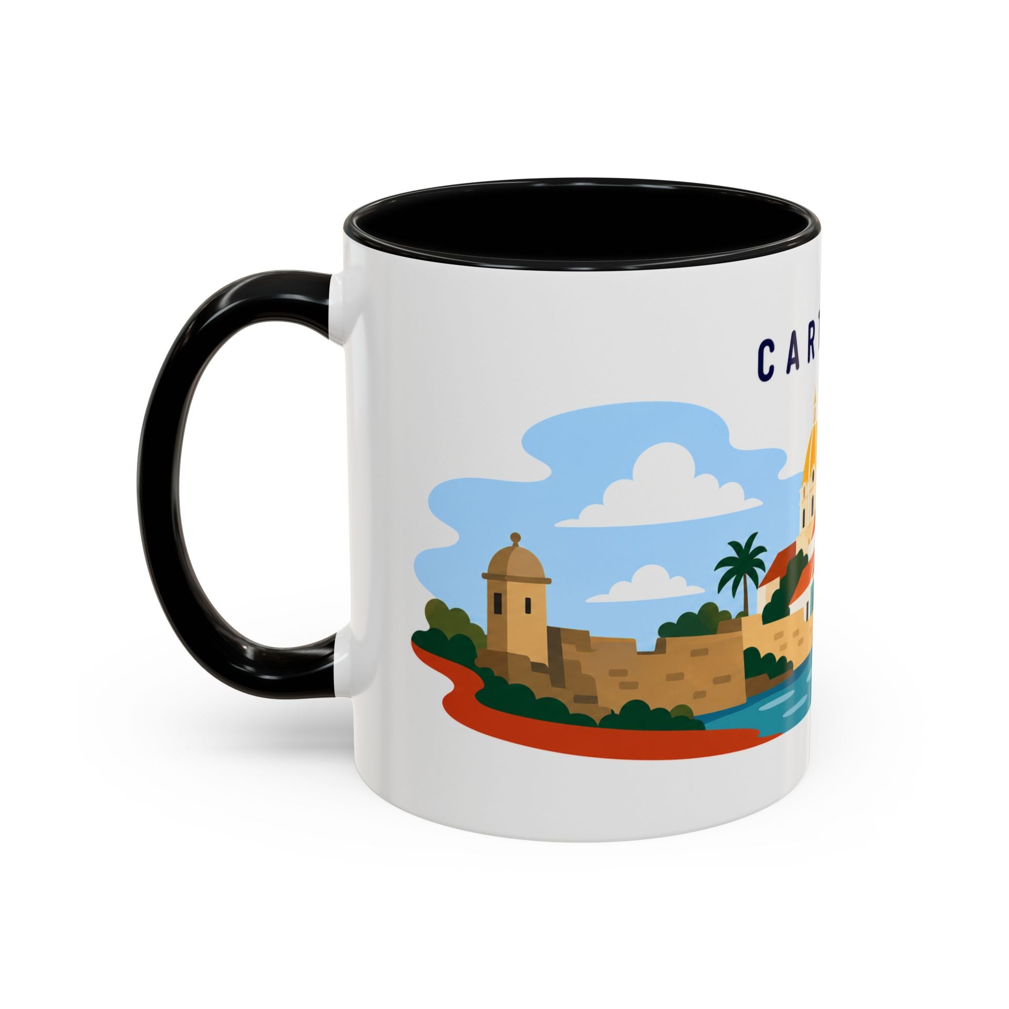 Cartagena Coffee Mug | Travel Destination Souvenir Gift | Accent Color Ceramic 11oz 15oz