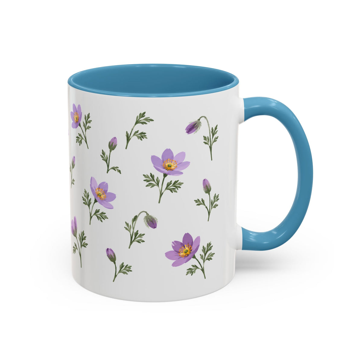 South Dakota Pasque Flower Mug, State Flower Floral Coffee Cup, 11oz Botanical Gift