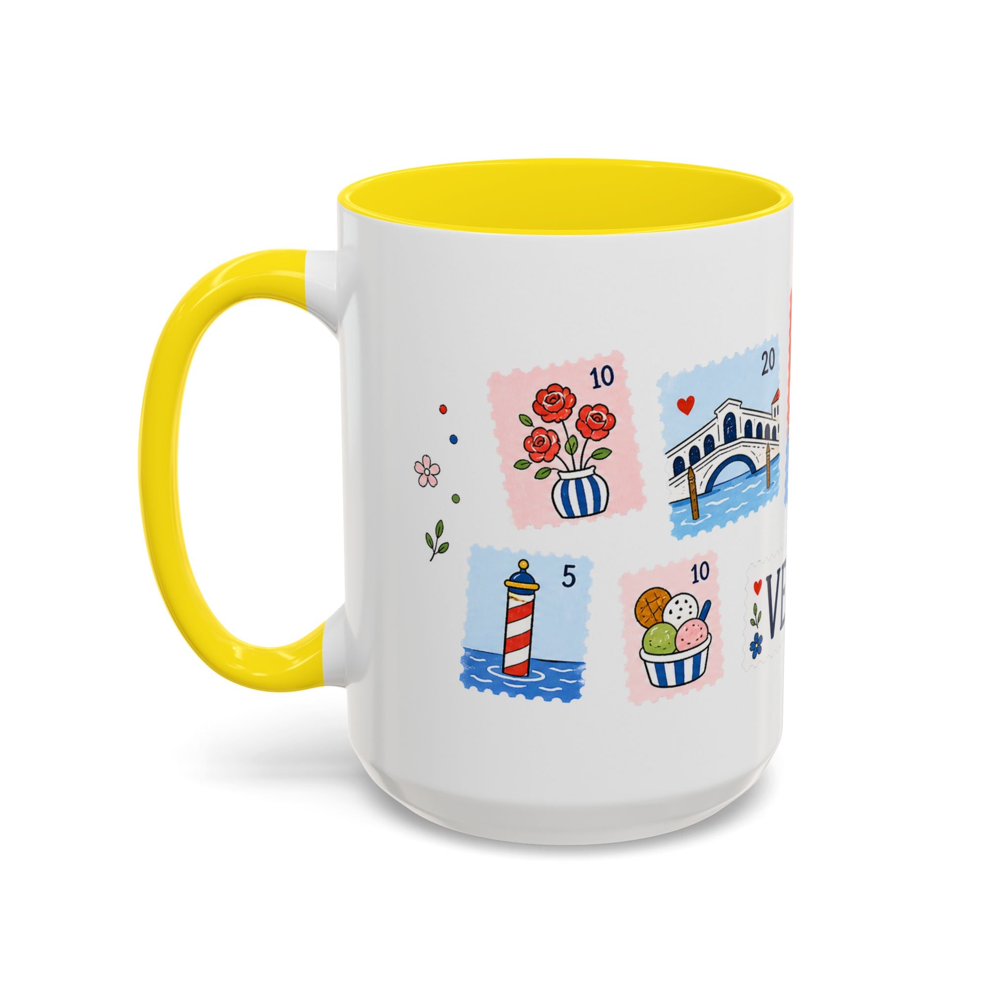 Venice Coffee Mug | Postage Stamp Collage Mug | Travel Souvenir Accent Cup 11oz 15oz