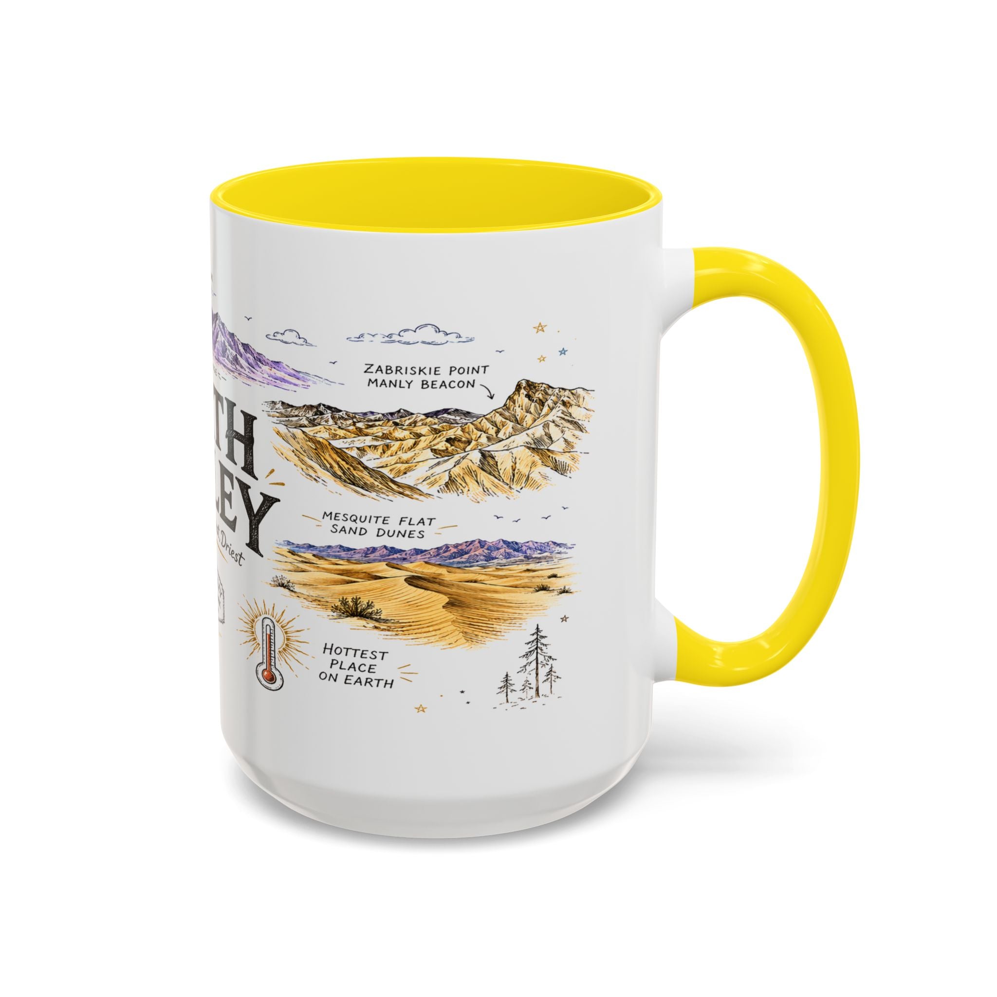 Death Valley National Park Coffee Mug | California Desert Hiking Camping Gift | Accent Color Ceramic 11oz 15oz